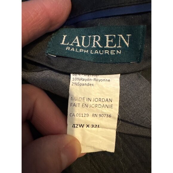 Lauren Ralph Lauren Mens Gray Dress Pants 42W X 32L Polyester Blend Professional - Picture 2 of 9